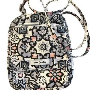Vera Bradley Black, Gray & Pink Floral Crossbody lighten up mini hipster NWT